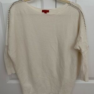 Jennifer Lopez, cream rubbed dolman sweater